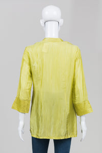 Mixay Art of Mekong Vintage Chartreuse Silk Top