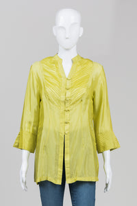 Mixay Art of Mekong Vintage Chartreuse Silk Top