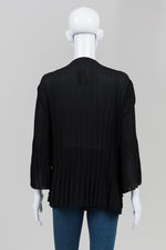 Load image into Gallery viewer, Pasha Vintage Black Pleated Blouse w/ Satin Trim (XL)

