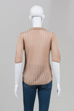 Load image into Gallery viewer, Rita Row Café au Lait Ribbed Polo Sweater (M)

