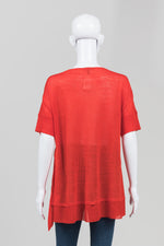 Load image into Gallery viewer, Eileen Fisher Tomato Red Short Sleeve Tunic w/ Split Sides (M)
