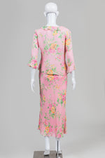 Load image into Gallery viewer, Jones New York two piece pink floral blouse and long skirt (P/M)
