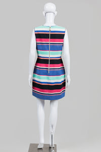 Kate Spade fuschia, blue, black and white striped sleeveless dress (10)