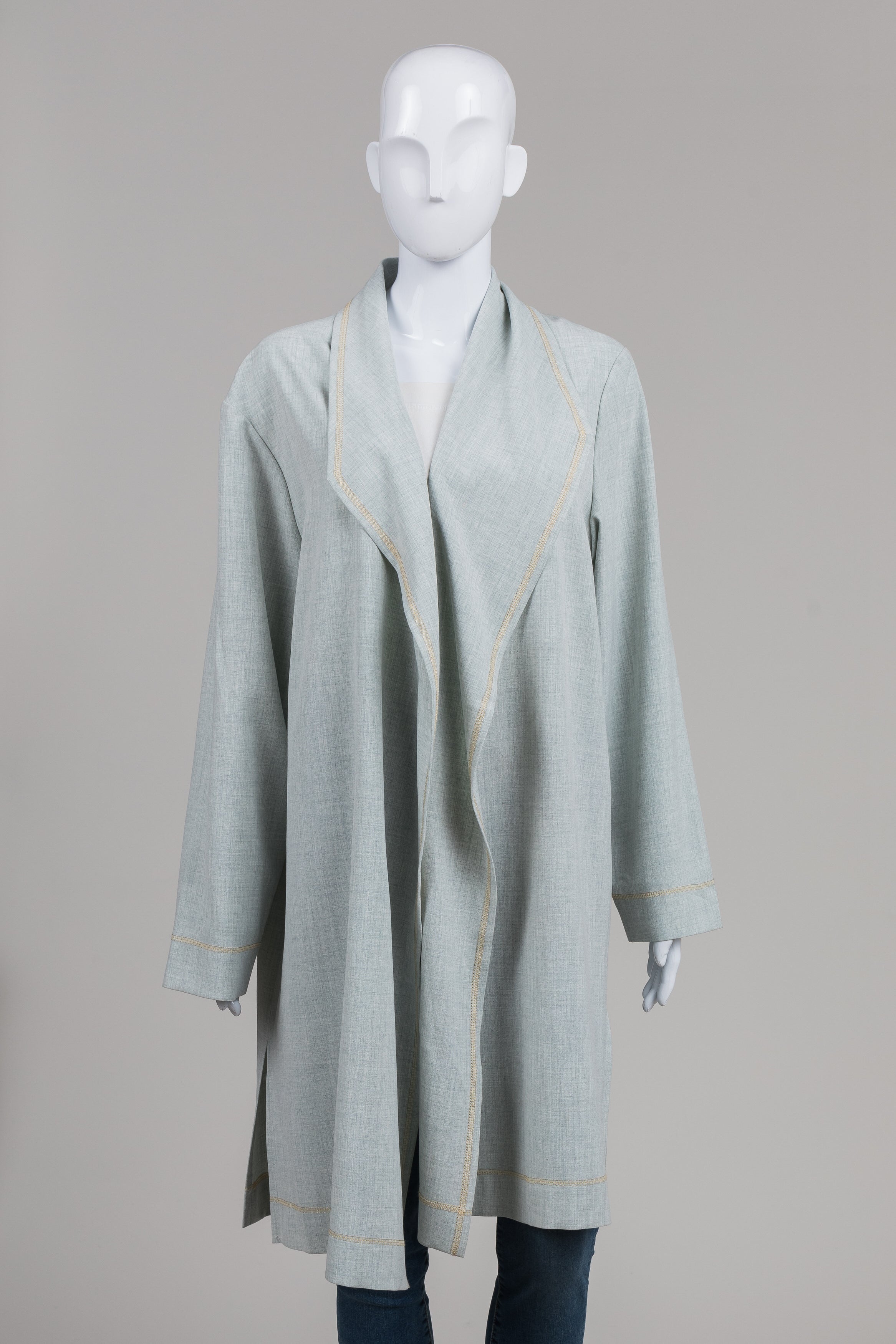 Linda Lundstrom vintage grey open front coat (16)