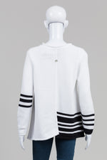 Load image into Gallery viewer, Pure Handknit White/Navy Stripe Sweater (S/M)

