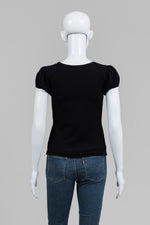 Load image into Gallery viewer, Milk Black Embroidered Puff Sleeve T-shirt

