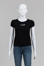Load image into Gallery viewer, Milk Black Embroidered Puff Sleeve T-shirt
