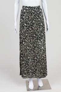 Ba&sh navy/beige print pleated maxiskirt (8)