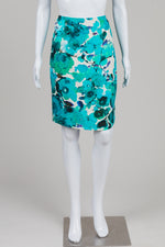 Load image into Gallery viewer, Custom Made Turquoise Floral Print Pencil Skirt
