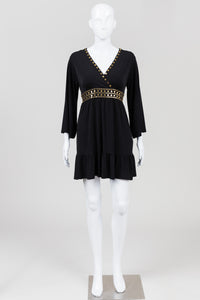 Michael Michael Kors black tiered dress w/ gold studs (P/M)