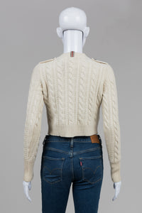 Burberry London Cream Cable Cropped Cardigan (XS)
