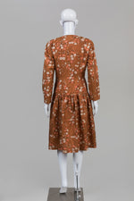 Load image into Gallery viewer, Custom Made Fawn Floral Print Drop Waist Dress w/ Portrait Collar
