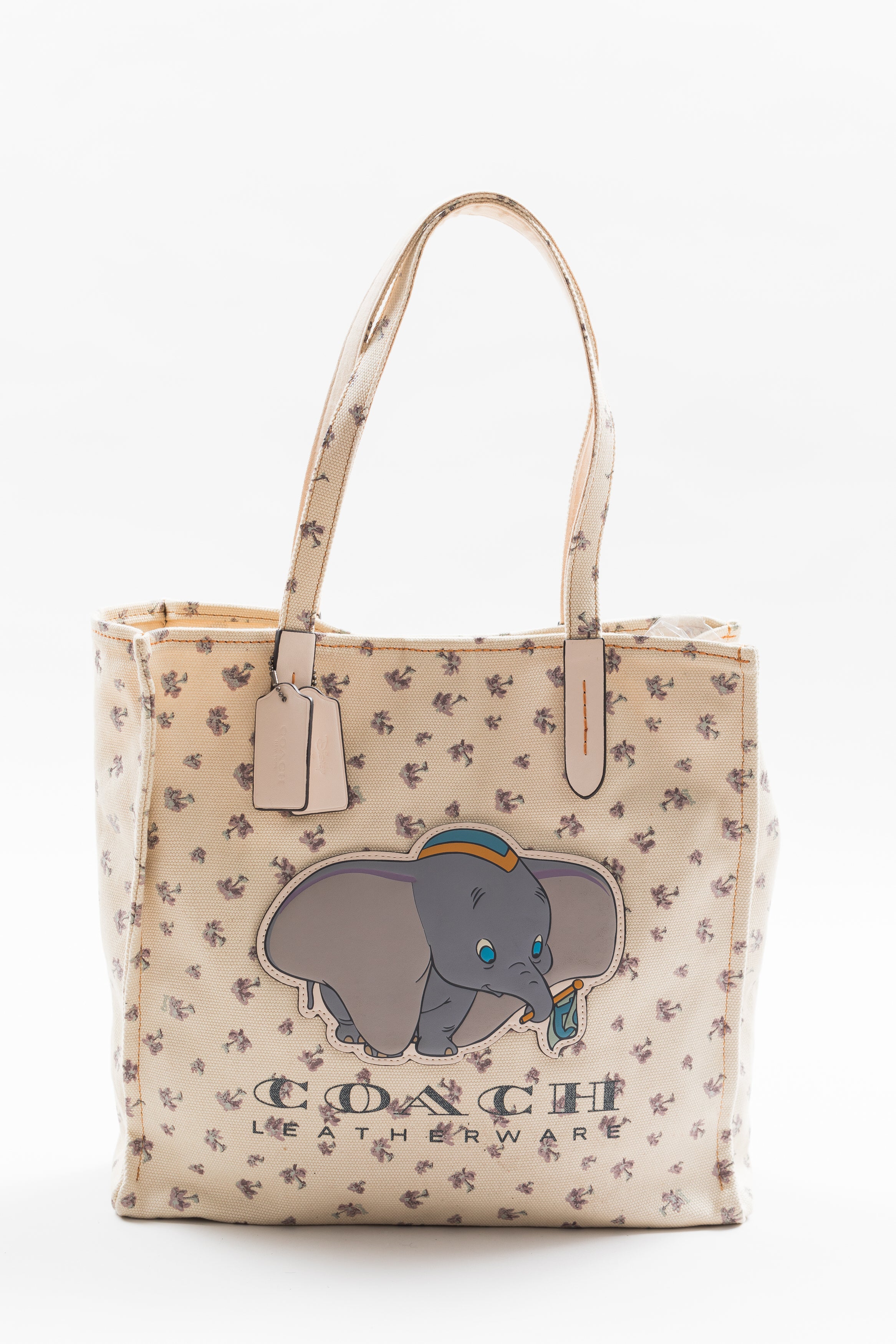 Disney x COACH Dumbo theme, cream fabric diaper bag