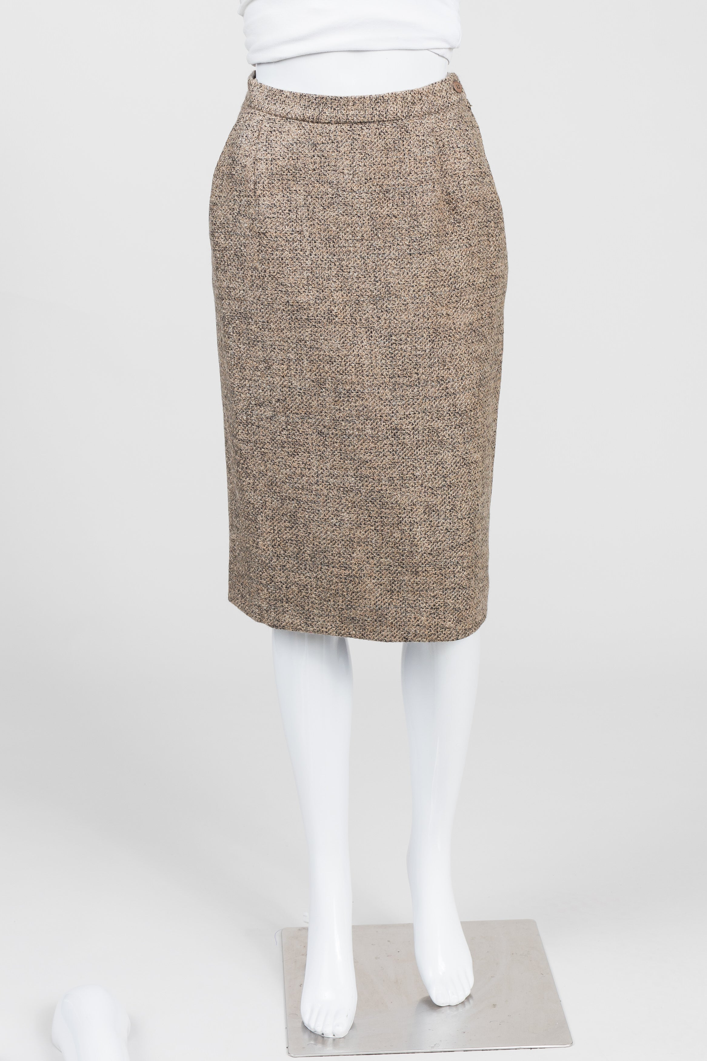 Erreuno Vintage Taupe Tweed Skirt Suit (40)