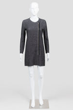 Load image into Gallery viewer, Theory Charcoal Knit Assymetrical Zip Dress (P)
