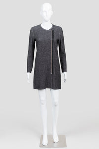 Theory Charcoal Knit Assymetrical Zip Dress (P)