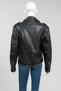 First Genuine Leather Vintage Black Moto Jacket (36)