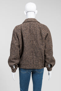 Miro Vintage Brown Tweed Bomber Jacket