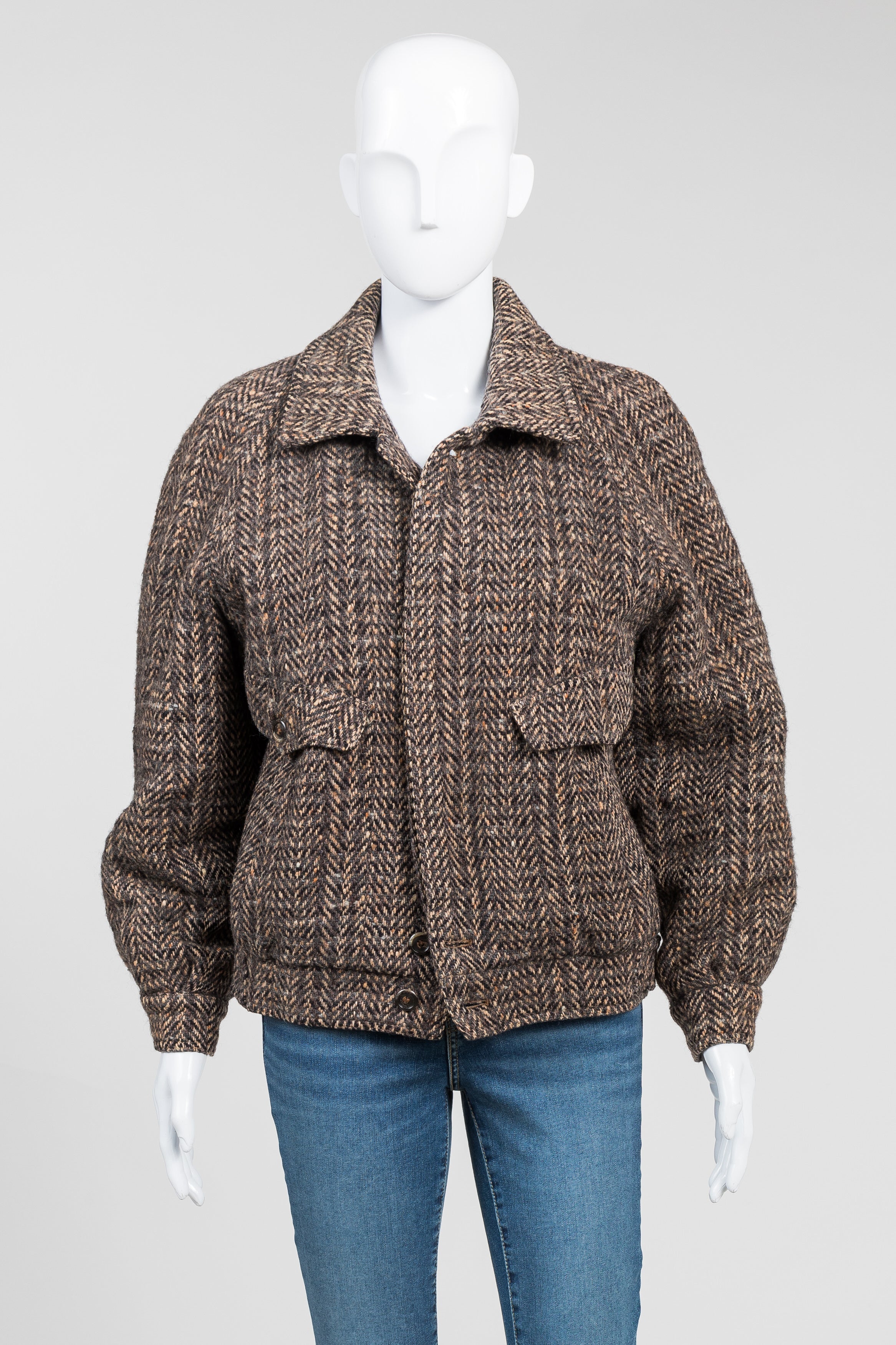 Miro Vintage Brown Tweed Bomber Jacket