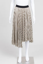 Load image into Gallery viewer, Maje Black/Gold Stripe Accordian Pleated Midi Skirt (36)
