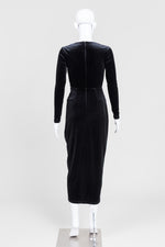 Load image into Gallery viewer, Ever New Black Velour Long Sleeve Plunge V-Neck Fitted Dress (2)

