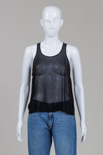 Load image into Gallery viewer, Central Park West Sleeveless Black Blouse with Ruffle Detail in Back (XS)
