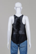 Load image into Gallery viewer, Central Park West Sleeveless Black Blouse with Ruffle Detail in Back (XS)
